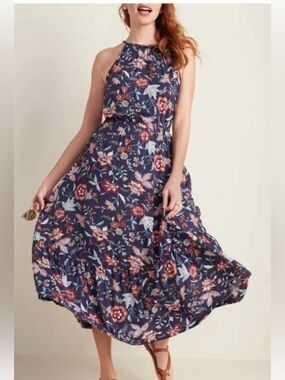 little brown dresser Baltic Born Womens Kearny Ruffle Maxi Dress | Brown + Natural | Color: Brown Floral main image 1